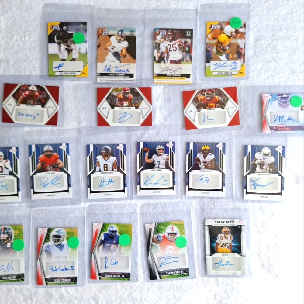 2021 Leaf Pro Set College Autographs Velus Jones Jr. Plus Cole Turner Sage (19)